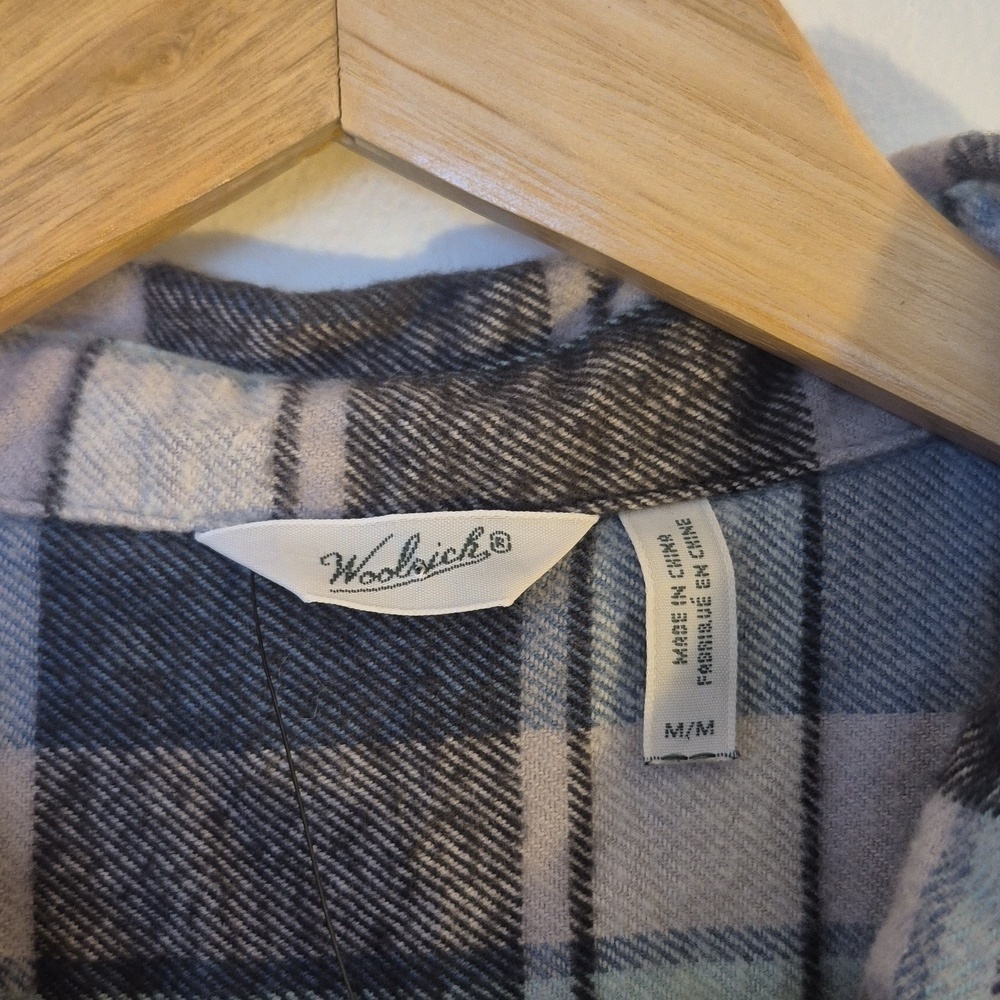 NWT Woolrich Pemberton Plaid Flannel Shirt - Women's Size Medium Gray Pink - Picture 6 of 9